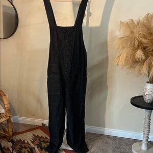 Women's Black Denim Overalls